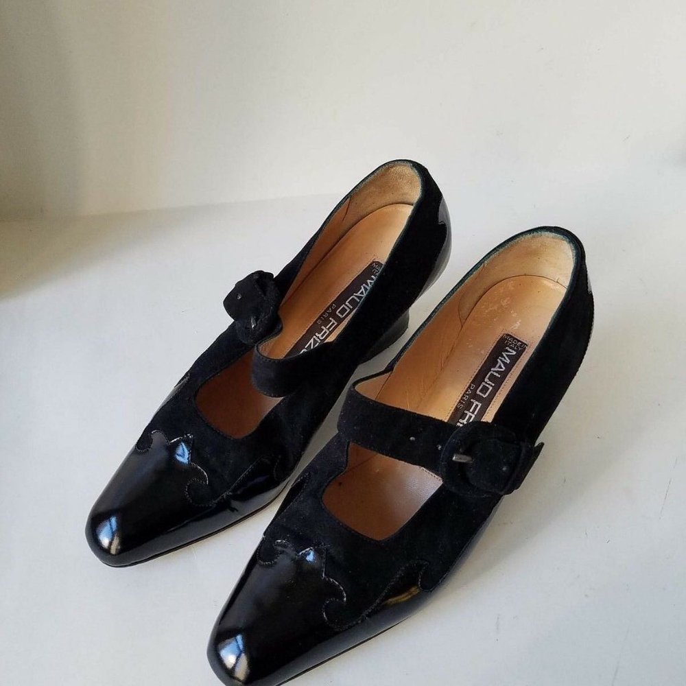Vintage Maud Frizon Shoes Black Leather & Suede